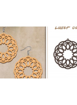 Σετ των 3 Intra απο ξύλο plywood 3mm-4mm πάχος - Σκουλαρίκια με λουλούδια  Δίασταση 3x3 cm INTRAFABR-119269584