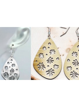 Σετ των 3 Intra απο ξύλο plywood 3mm-4mm πάχος - Σκουλαρίκια με λουλούδια . Σκουλαρίκια Boho Δίασταση 3x3 cm INTRAFABR-120285425