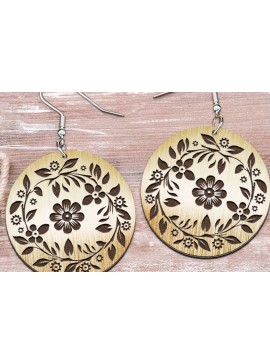 Σετ των 3 Intra απο ξύλο plywood 3mm-4mm πάχος - Σκουλαρίκια με λουλούδια . Σκουλαρίκια Boho Δίασταση 3x3 cm INTRAFABR-118703540