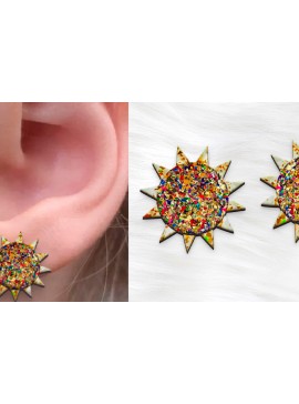 Σετ των 3 Intra απο ξύλο plywood 3mm-4mm πάχος - Σκουλαρίκια με λουλούδια . Σκουλαρίκια Boho Δίασταση 3x3 cm INTRAFABR-119437869