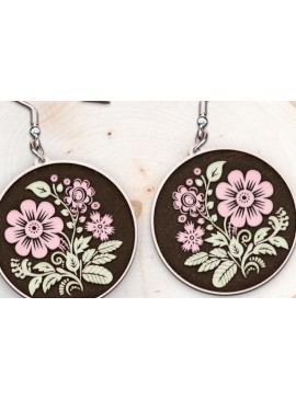 Σετ των 3 Intra απο ξύλο plywood 3mm-4mm πάχος - Σκουλαρίκια με λουλούδια . Σκουλαρίκια Boho Δίασταση 3x3 cm INTRAFABR-115501999
