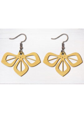 Σετ των 3 Intra απο ξύλο plywood 3mm-4mm πάχος - Σκουλαρίκια λουλουδιών κομμένα με λέιζερ  Δίασταση 3x3 cm INTRAFABR-96692594