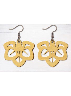 Σετ των 3 Intra απο ξύλο plywood 3mm-4mm πάχος - Σκουλαρίκια λουλουδιών κομμένα με λέιζερ  Δίασταση 3x3 cm INTRAFABR-96692661