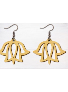 Σετ των 3 Intra απο ξύλο plywood 3mm-4mm πάχος - Σκουλαρίκια λουλουδιών κομμένα με λέιζερ  Δίασταση 3x3 cm INTRAFABR-96692757