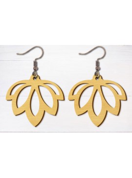 Σετ των 3 Intra απο ξύλο plywood 3mm-4mm πάχος - Σκουλαρίκια λουλουδιών κομμένα με λέιζερ  Δίασταση 3x3 cm INTRAFABR-96692883