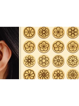 Σετ των 3 Intra απο ξύλο plywood 3mm-4mm πάχος - Σκουλαρίκια λουλουδιών Πακέτο κοπής με μαγνήτη λέιζερ Δίασταση 3x3 cm INTRAFABR-103821731