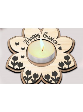 Σετ των 2 Intra απο ξύλο plywood 3mm-4mm πάχος - Λουλούδι Πασχαλινό Τσάι Λαμπροθήκη Δίασταση 15x15 cm INTRAFABR-118285556