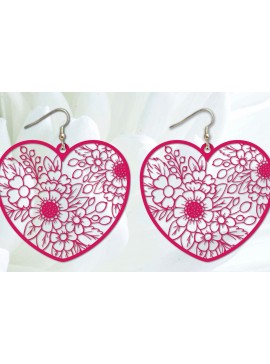 Σετ των 3 Intra απο ξύλο plywood 3mm-4mm πάχος - Σκουλαρίκια λουλουδιών καρδιών   κοπής με λέιζερ Δίασταση 3x3 cm INTRAFABR-88811432