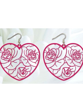 Σετ των 3 Intra απο ξύλο plywood 3mm-4mm πάχος - Σκουλαρίκια λουλουδιών καρδιών   κοπής με λέιζερ Δίασταση 3x3 cm INTRAFABR-88811247