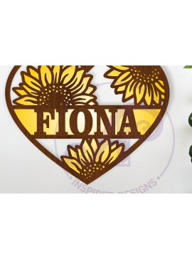 Σετ των 2 Intra απο ξύλο plywood 3mm-4mm πάχος - Σήμα ονόματος λουλουδιού σχήματος καρδιάς  Laser Δίασταση 30x20 cm INTRAFABR-117914255