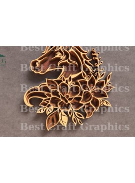 Σετ των 3 Intra απο ξύλο plywood 3mm-4mm πάχος - Flower Horse 6 Layer Art Δίασταση 20x20 cm INTRAFABR-119674790
