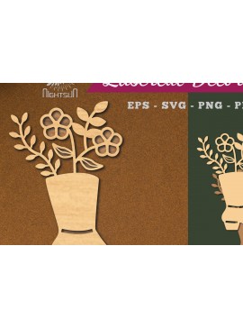 Σετ των 2 Intra απο ξύλο plywood 3mm-4mm πάχος - Λουλούδι σε μπότες Διακόσμηση με  2 Δίασταση 20x20 cm INTRAFABR-113107519