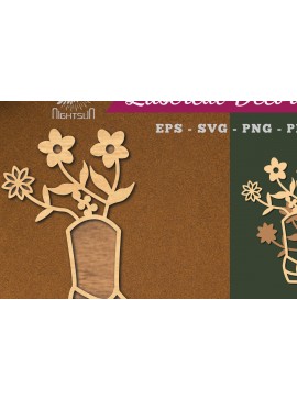 Σετ των 2 Intra απο ξύλο plywood 3mm-4mm πάχος - Λουλούδι σε μπότες Διακόσμηση κομμένη με λέιζερ 3 Δίασταση 20x20 cm INTRAFABR-113107535