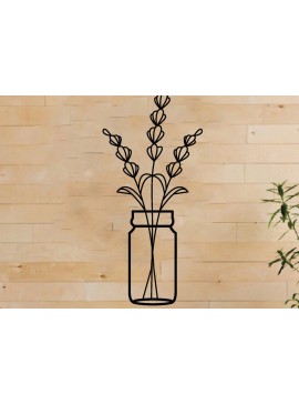 Intra απο ξύλο plywood 3mm-4mm πάχος - Λουλούδι σε βάζο Μεταλλική διακόσμηση τοίχου, Laser Δίασταση 40x50 cm INTRAFABR-65457894