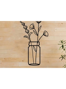 Intra απο ξύλο plywood 3mm-4mm πάχος - Λουλούδι σε βάζο Μεταλλική διακόσμηση τοίχου, Laser Δίασταση 40x50 cm INTRAFABR-65457959