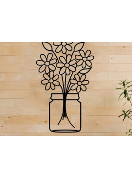 Intra απο ξύλο plywood 3mm-4mm πάχος - Λουλούδι σε βάζο Μεταλλική διακόσμηση τοίχου, Laser Δίασταση 40x50 cm INTRAFABR-65457765