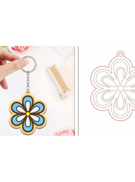 Σετ των 3 Intra απο ξύλο plywood 3mm-4mm πάχος - Μπρελόκ Λουλούδι Κοπή Laser | Μπρελόκ  Δίασταση 4x4 cm INTRAFABR-103234980