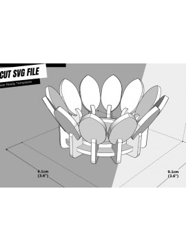 Σετ των 3 Intra απο ξύλο plywood 3mm-4mm πάχος - Λουλούδι, Κηροπήγιο κομμένο με λέιζερ, Laser Δίασταση 4x4 cm INTRAFABR-107470543