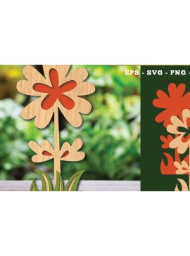 Σετ των 2 Intra απο ξύλο plywood 3mm-4mm πάχος - Διακόσμηση με κομμένα λέιζερ λουλουδιών 1 Δίασταση 20x20 cm INTRAFABR-113207219
