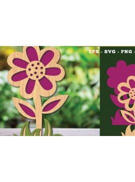 Σετ των 2 Intra απο ξύλο plywood 3mm-4mm πάχος - Διακόσμηση με κομμένα λέιζερ λουλουδιών 3 Δίασταση 20x20 cm INTRAFABR-113208107