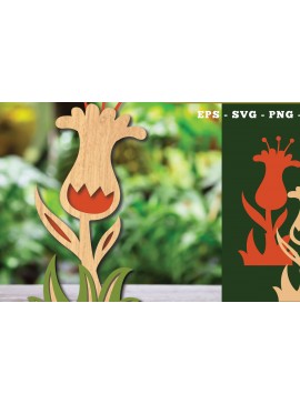 Σετ των 2 Intra απο ξύλο plywood 3mm-4mm πάχος - Διακόσμηση με κομμένα λέιζερ λουλουδιών 6 Δίασταση 20x20 cm INTRAFABR-113208249