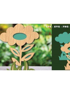 Σετ των 2 Intra απο ξύλο plywood 3mm-4mm πάχος - Διακόσμηση με κομμένα λέιζερ λουλουδιών 9 Δίασταση 20x20 cm INTRAFABR-113208398