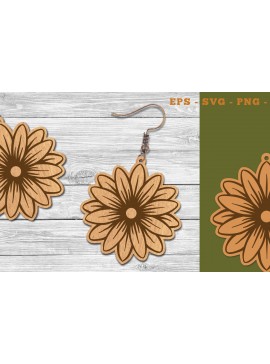 Σετ των 3 Intra απο ξύλο plywood 3mm-4mm πάχος - Σκουλαρίκια κομμένα με λέιζερ λουλουδιών  1 Δίασταση 3x3 cm INTRAFABR-111468448