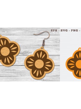 Σετ των 3 Intra απο ξύλο plywood 3mm-4mm πάχος - Σκουλαρίκια κομμένα με λέιζερ λουλουδιών  Δίασταση 3x3 cm INTRAFABR-107201389