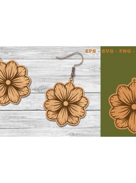 Σετ των 3 Intra απο ξύλο plywood 3mm-4mm πάχος - Σκουλαρίκια κομμένα με λέιζερ λουλουδιών  2 Δίασταση 3x3 cm INTRAFABR-111468460