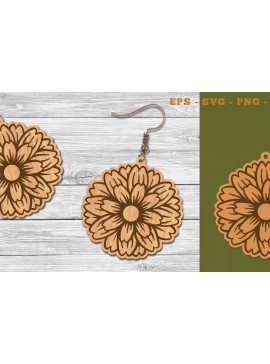 Σετ των 3 Intra απο ξύλο plywood 3mm-4mm πάχος - Σκουλαρίκια κομμένα με λέιζερ λουλουδιών  3 Δίασταση 3x3 cm INTRAFABR-111468498