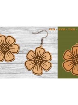 Σετ των 3 Intra απο ξύλο plywood 3mm-4mm πάχος - Σκουλαρίκια κομμένα με λέιζερ λουλουδιών  4 Δίασταση 3x3 cm INTRAFABR-111468526