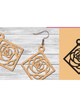 Σετ των 3 Intra απο ξύλο plywood 3mm-4mm πάχος - Σκουλαρίκια κομμένα με λέιζερ λουλουδιών  6 Δίασταση 3x3 cm INTRAFABR-105776881