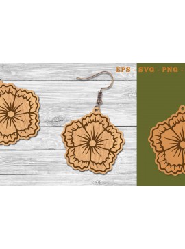 Σετ των 3 Intra απο ξύλο plywood 3mm-4mm πάχος - Σκουλαρίκια κομμένα με λέιζερ λουλουδιών  7 Δίασταση 3x3 cm INTRAFABR-111468599