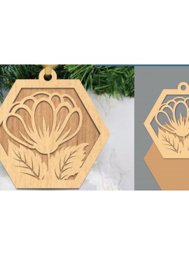 Σετ των 3 Intra απο ξύλο plywood 3mm-4mm πάχος - Στολίδι κομμένο με λέιζερ λουλουδιών  Δίασταση 6x6 cm INTRAFABR-105419225