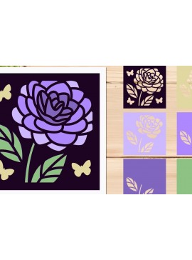 Σετ των 3 Intra απο ξύλο plywood 3mm-4mm πάχος - Χαρτί κοπής με στρώσεις λουλουδιών, κουτί σκιάς 3d Δίασταση 8x8 cm INTRAFABR-65913756