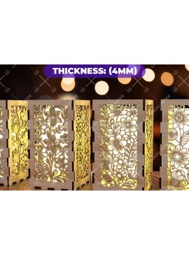 Σετ των 2 Intra απο ξύλο plywood 3mm-4mm πάχος - Φύλλα λουλουδιών Κηροπήκτης Laser Cut 01 Δίασταση 20x20 cm INTRAFABR-108643748