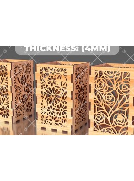 Σετ των 3 Intra απο ξύλο plywood 3mm-4mm πάχος - Φύλλα λουλουδιών Κηροπήκτης Laser Cut 06 Δίασταση 20x20 cm INTRAFABR-109023402