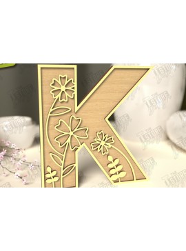 Intra απο ξύλο plywood 3mm-4mm πάχος - Γράμματα λουλουδιών | Alphabet | Floral Design Δίασταση 30x20 cm INTRAFABR-118352809