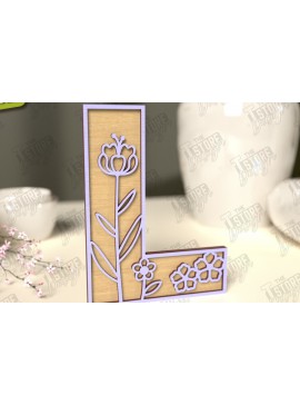Intra απο ξύλο plywood 3mm-4mm πάχος - Γράμματα λουλουδιών | Alphabet | Floral Design Δίασταση 30x20 cm INTRAFABR-118352812