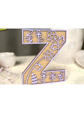 Σετ των 2 Intra απο ξύλο plywood 3mm-4mm πάχος - Γράμματα λουλουδιών | Alphabet | Floral Design Δίασταση 30x20 cm INTRAFABR-118677354