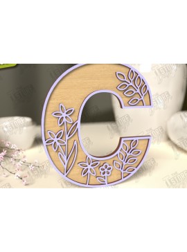 Σετ των 2 Intra απο ξύλο plywood 3mm-4mm πάχος - Γράμματα λουλουδιών | Alphabet | Floral Design Δίασταση 30x20 cm INTRAFABR-118352714