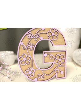 Intra απο ξύλο plywood 3mm-4mm πάχος - Γράμματα λουλουδιών | Alphabet | Floral Design Δίασταση 30x20 cm INTRAFABR-118352785