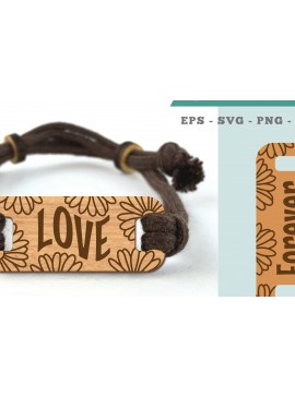 Σετ των 3 Intra απο ξύλο plywood 3mm-4mm πάχος - Βραχιόλι Flower Love Cut Laser  1 Δίασταση 4x4 cm INTRAFABR-105089706