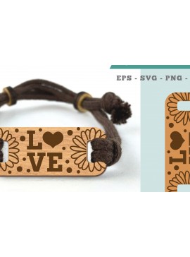 Σετ των 3 Intra απο ξύλο plywood 3mm-4mm πάχος - Βραχιόλι Flower Love Cut Laser  2 Δίασταση 4x4 cm INTRAFABR-105089770