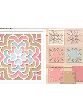 Σετ των 3 Intra απο ξύλο plywood 3mm-4mm πάχος - Flower Mandala 3d Shadow Box  Δίασταση 8x8 cm INTRAFABR-69484110