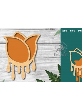 Σετ των 2 Intra απο ξύλο plywood 3mm-4mm πάχος - Διακόσμηση κομμένη με λέιζερ λιωμένη με λουλούδια 1 Δίασταση 20x20 cm INTRAFABR-120094398