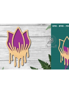 Σετ των 2 Intra απο ξύλο plywood 3mm-4mm πάχος - Διακόσμηση με κομμένο λέιζερ λιωμένο με λουλούδια 3 Δίασταση 20x20 cm INTRAFABR-120094467