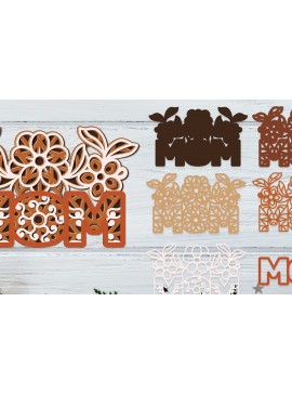 Intra απο ξύλο plywood 3mm-4mm πάχος - Flower Mom  Layered Mom 3D Δίασταση 30x20 cm INTRAFABR-57322144