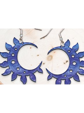 Σετ των 3 Intra απο ξύλο plywood 3mm-4mm πάχος - Σκουλαρίκια λουλουδιών φεγγαριού με λέιζερ. Δίασταση 3x3 cm INTRAFABR-119422475