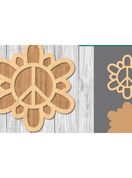 Σετ των 2 Intra απο ξύλο plywood 3mm-4mm πάχος - Flower Peace Laser Cut Διακόσμηση  Δίασταση 20x20 cm INTRAFABR-109410027